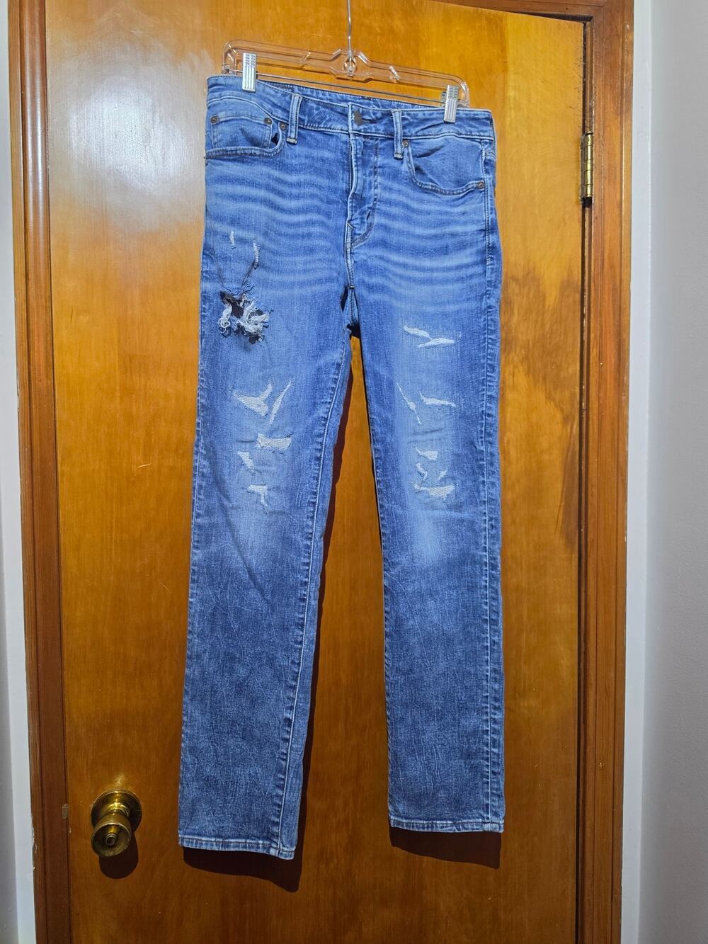 American Eagle Distressed Stretch Skinny Jeans Mens 31x32 Medium Wash